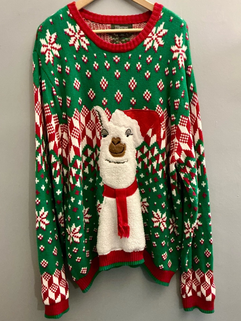 33 Degrees XXL Christmas Llama Ugly Holiday Sweater Unisex Cotton